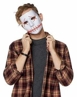 White And Red EL Wire Half Mask