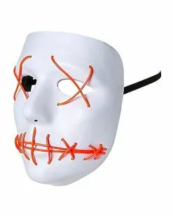 White And Red EL Wire Half Mask -Halloween Shop 01429208 d