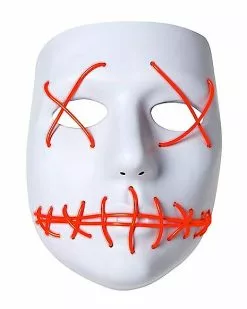 White And Red EL Wire Half Mask -Halloween Shop 01429208 e