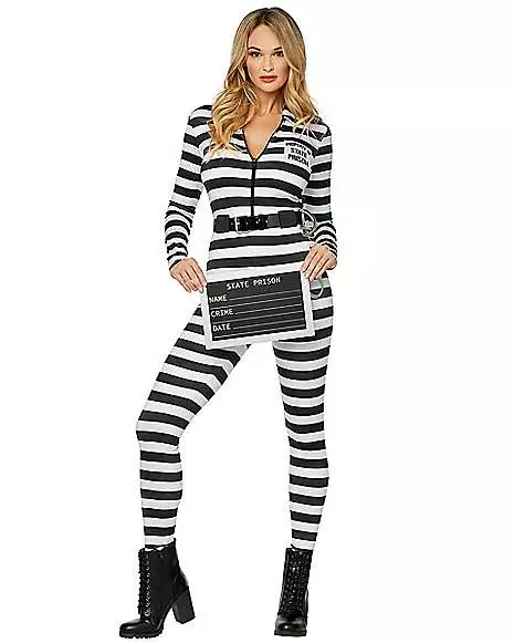 Adult Jailbird Catsuit Costume 3 Adult Jailbird Catsuit Costume