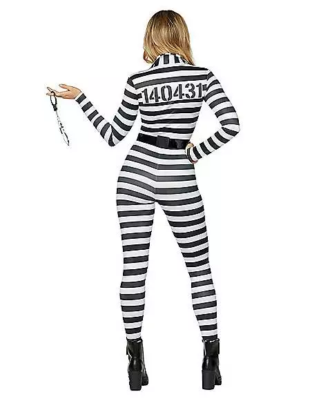 Adult Jailbird Catsuit Costume 4 Adult Jailbird Catsuit Costume - Image 2