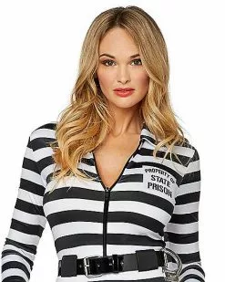 Adult Jailbird Catsuit Costume 8 Adult Jailbird Catsuit Costume -Halloween Shop 01464908 c