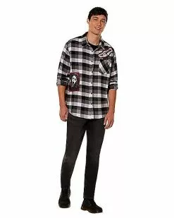 Adult Ghost Face Flannel Shirt -Halloween Shop 01587112 c